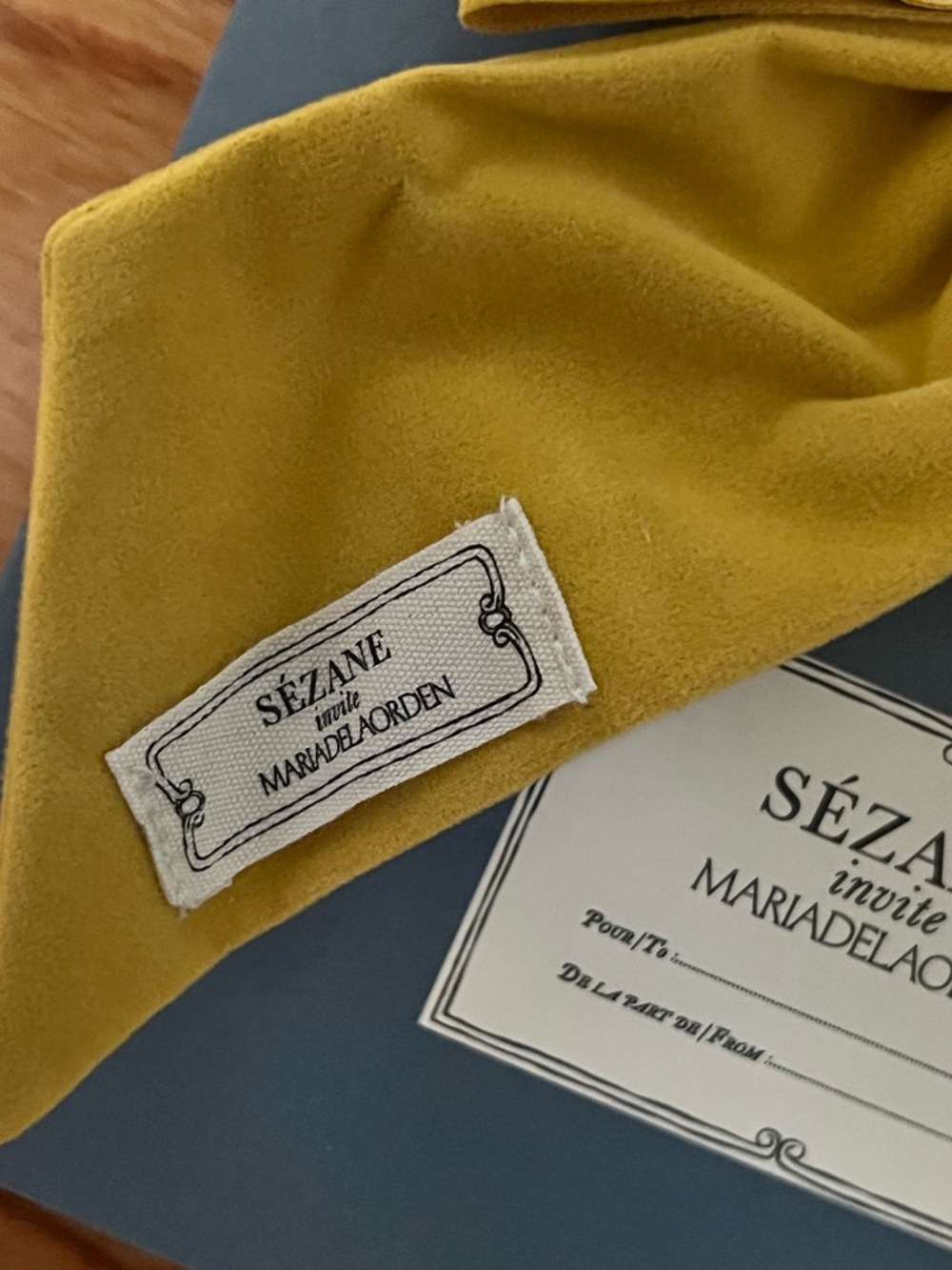 Sezane Mustard Yellow Velvet Bow Hair Tie - Picture 3 of 3